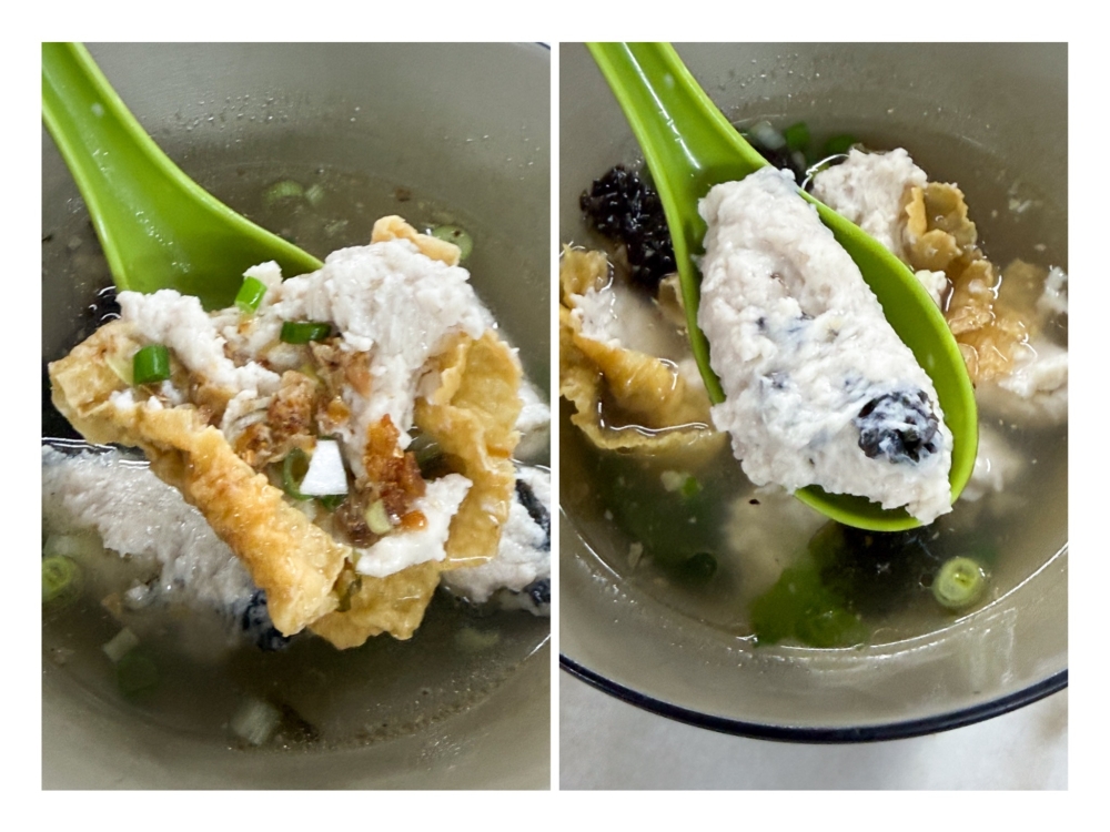Beancurd skin is slathered with fish paste on the outside rather than the inside (left). Fluffy fish paste is stuffed with seaweed (right). — Pictures by Lee Khang Yi