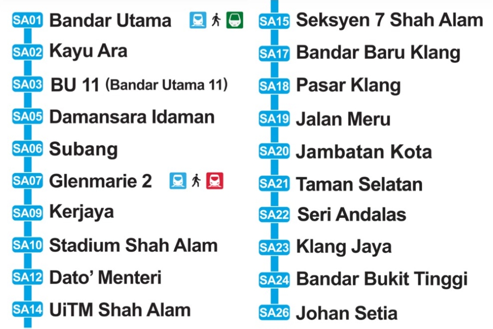 The LRT3 Shah Alam Line runs 37.8km from Bandar Utama to Johan Setia. — Picture from LRT3 website