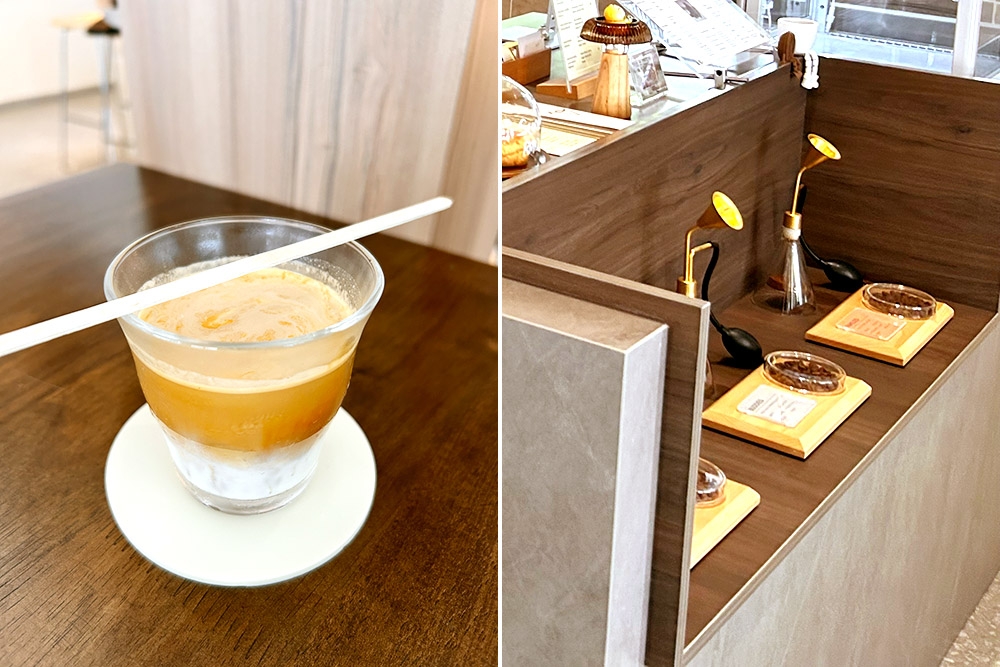 Dirty Latte (left). Coffee aroma sniffers (right). — Pictures by CK Lim