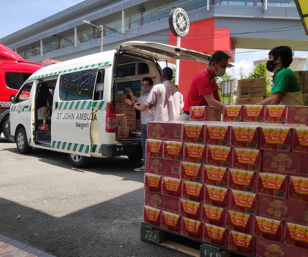 Yeo’s has partnered with St John’s Ambulance to use its fleet for distribution purposes. — Picture courtesy of Yeo’s