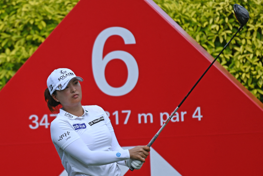 South Koreau00e2u20acu2122s Ko Jin-young plays a shot during day two of the HSBC Womenu00e2u20acu2122s World Championship golf tournament at Sentosa Golf Club in Singapore, March 4, 2022. u00e2u20acu2022 AFP pic