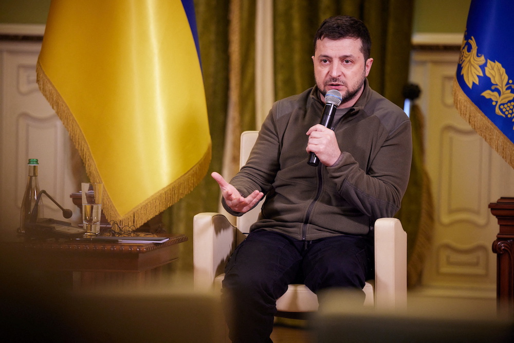 Ukrainian President Volodymyr Zelenskiy speaks during a news conference for foreign media in Kyiv, Ukraine March 12, 2022. u00e2u20acu2022 Reuters picnn
