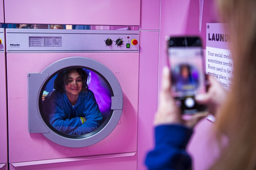 People visit the u00e2u20acu02dcLaundry roomu00e2u20acu2122 room inside the Youseum in Solna, near Stockholm April 4, 2022. u00e2u20acu201d AFP pic
