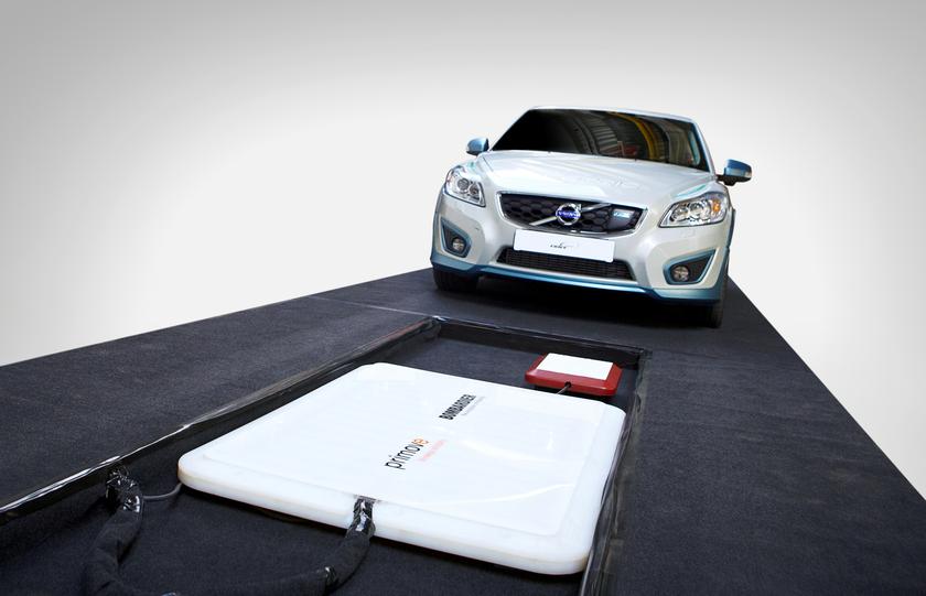 Volvo has carried out a study on cordless charging for electric vehicles using induction technology. u00e2u20acu201d AFP pic